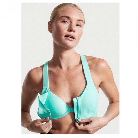 VICTORIA’S Secret On Point Front zip Maximum Support Bra Light Baby Blue 34C New - Picture 9 of 10